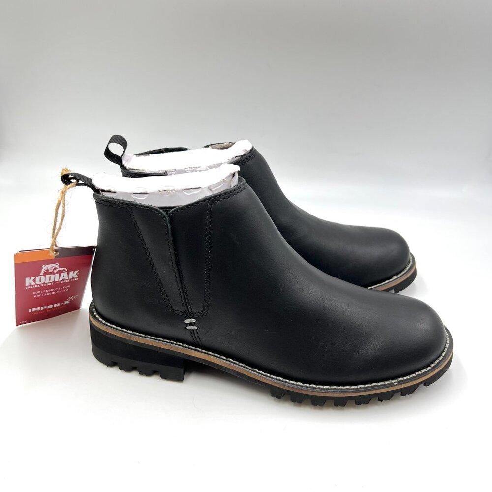 Kodiak Womens Size 5 Peyto Black‎ Leather Water Resistant Ankle Boots Shoes